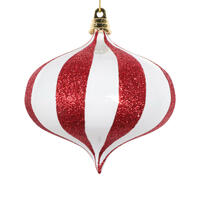 Vickerman White/Red Glitter Ornament