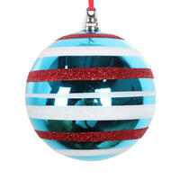 Vickerman Turquoise Shiny Red and White Glitter Ornament