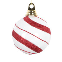 Vickerman White and Red Glitter Ornament