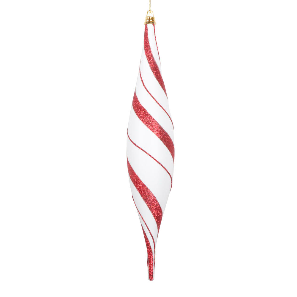 Vickerman White and Red Glitter Ornament