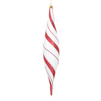 Vickerman White and Red Glitter Ornament