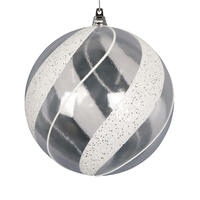 Vickerman Clear Ball White/Silver Glitter Ornament