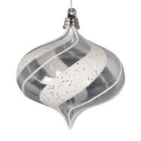 4" Clear Onion White/Silver Orn 3/Bag