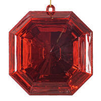 6" Red Square Jewel Glitter Orn 2/Bag