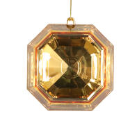 6" Gold Square Jewel Glitter Orn 2/Bag