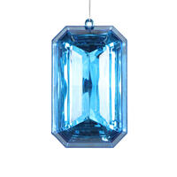 8" Blue Rectangle Jewel Glitter Orn 2/Bg