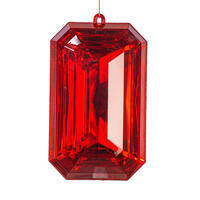 8" Red Rectangle Jewel Glitter Orn 2/Bag