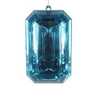 8" Turquoise Rect Jewel Glitter Orn 2/Bg