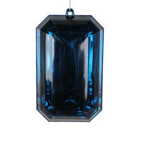 8" Midnt Blue Rect Jewel Glitter Orn 2Bg