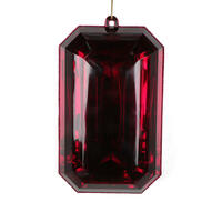 8" Burgundy Rect Jewel Glitter Orn 2/Bag