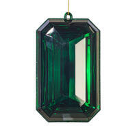 8" Dark Green Rctngl Jewel Glit Orn 2/Bg