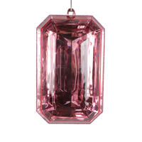 8" Baby Pink Rect Jewel Glitter Orn 2/Bg