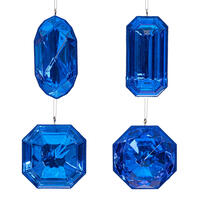 4-5" Blue Jewel Glitter Orn Assort 4/Bag