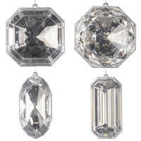 4-5" Silver Jewel Glitter Orn Asst 4/Bag
