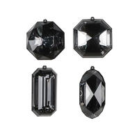 4-5" Black Jewel Glitter Orn Assort 4/Bg
