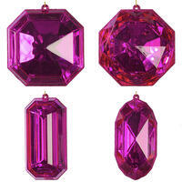 4-5" Pink Jewel Glitter Orn Assort 4/Bag