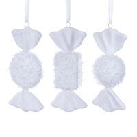 7-8" Icy Sugar Flat Candy Ornament 3/Set