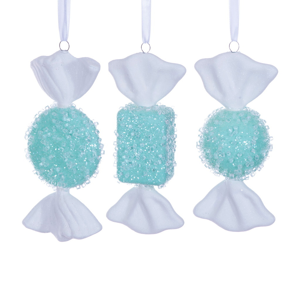 7-8" Icy Sugar Flat Candy Ornament 3/Set