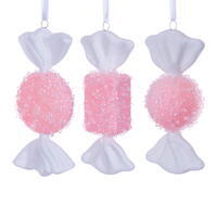 7-8" Icy Sugar Flat Candy Ornament 3/Set