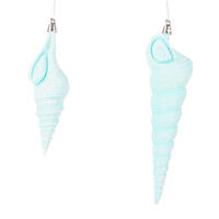 9" Conical Shell Glitter Ornament 2/Set