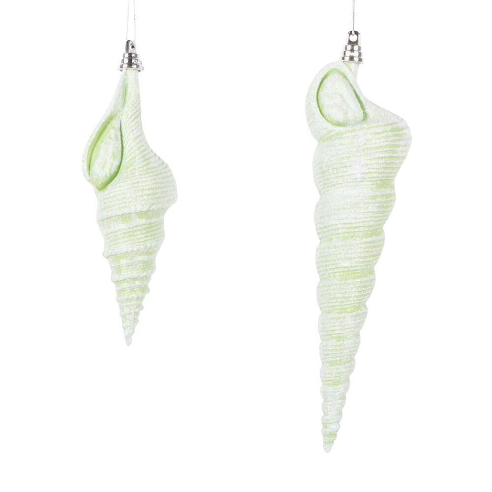 9" Conical Shell Glitter Ornament 2/Set