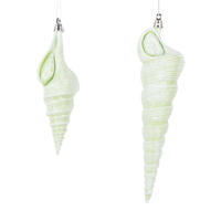 9" Celadon Conical Shell Glitter 2/Set