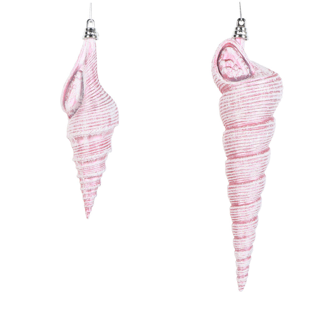 9" Conical Shell Glitter Ornament 2/Set