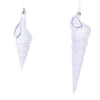 9" Conical Shell Glitter Ornament 2/Set