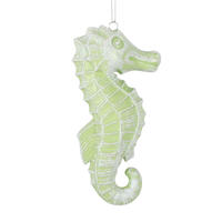 6.5" Celadon Seahorse Glitter Orn 2/Bag