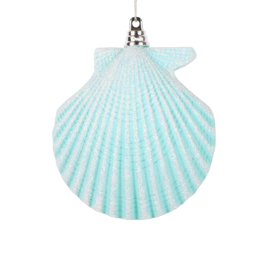 4" Seashell Glitter Ornament 3/Bag