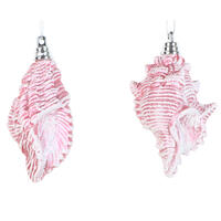 4" Pink Conch Shell Set Glitter 4/Set