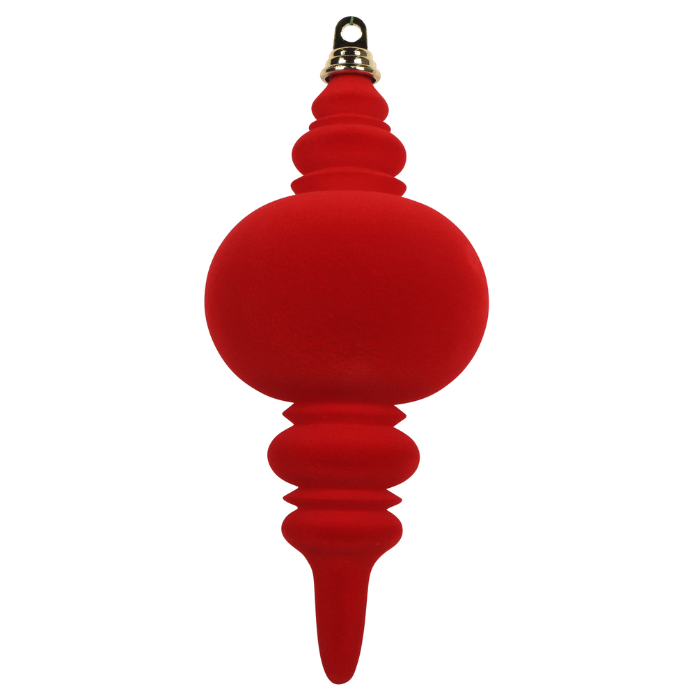 13" Flocked Red Finial Ornament