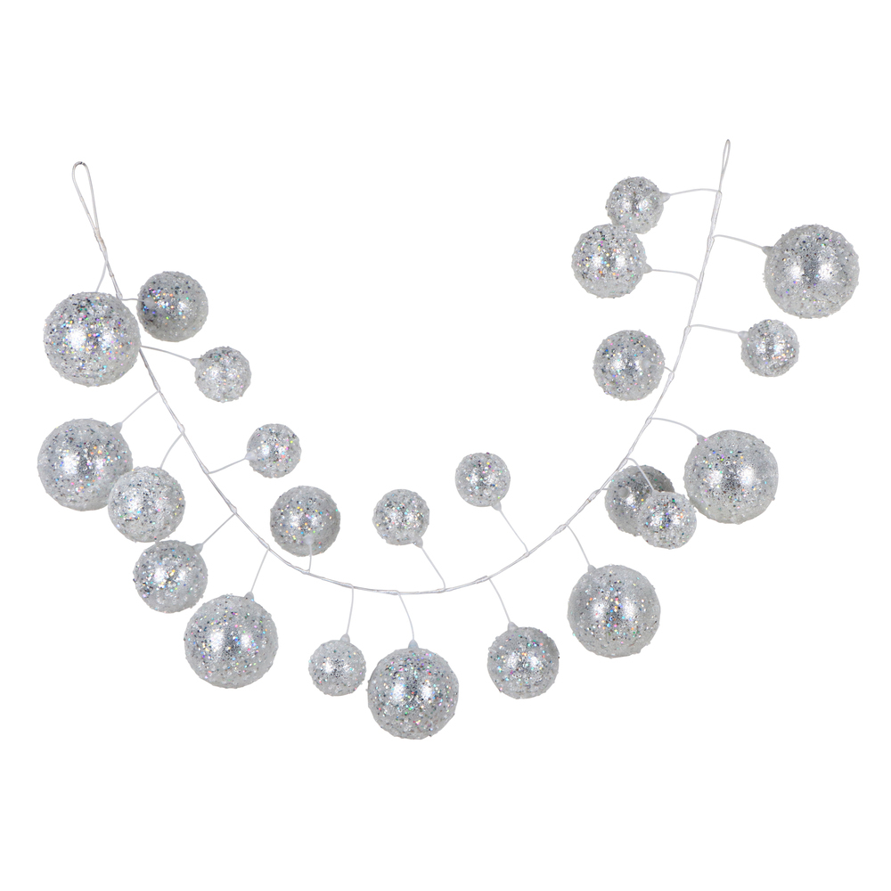 4' Silver Beaded Sequin Ornament Garland