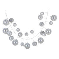 4' Silver Beaded Sequin Ornament Garland
