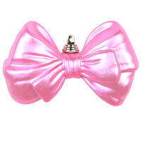 5" x 3.5" Pink Matte Bow Ornament 4/Bag