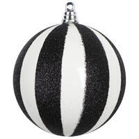 4" White/Black Glitter Lines Ball 3/Bag