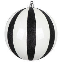 6" White/Black Glitter Lines Ball 2/Bag