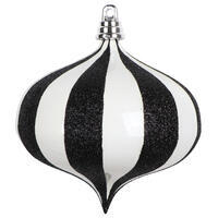 4" White/Black Glitter Lines Onion 3/Bag