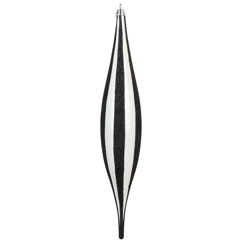 13" White/Black Glitter Lines Ovl 2/Bag 