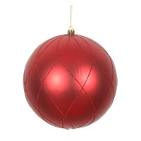 4" Red Matt Glitter Swirl Ball 4/Bx