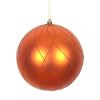 6" Burn Orange Matt Glit Swirl Ball 3/Bx