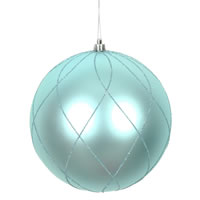 6" Baby Blue Matt Glitt Swirl Ball 3/Bx