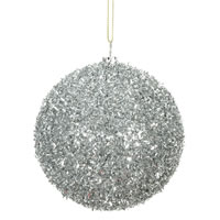 4" Silver Tinsel Ball 4/Bag