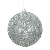 6" Silver Tinsel Ball 2/Bag