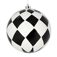 8" Black Ball White Diamond Glitter