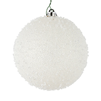 8" White Ice Ball Ornament 2/Bag