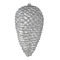 10" Silver Matte Glitter Pinecone 2/Box