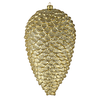 7" Champagne Matte Glitter Pinecone 4/Bg