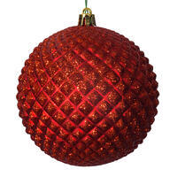 4" Red Durian Glitter Ball 6/Bag