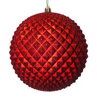 6" Red Durian Glitt Ball Orn Drill 4/Bg